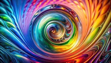 Abstract background with rainbow swirl iridescent glass