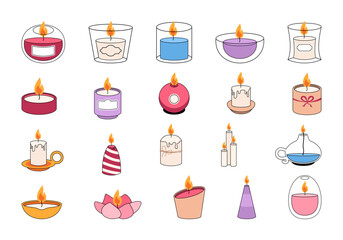 Aesthetic Candle Illustration Element Set 