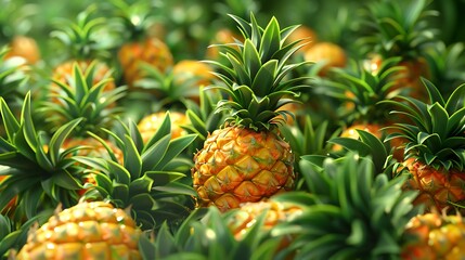 Fototapeta premium Fresh Pineapple as background. Fresh Pineapples.