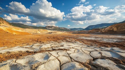 Exploited landscapes in gold mining destruction cracked earth toxic chemicals environmental degradation human suffering