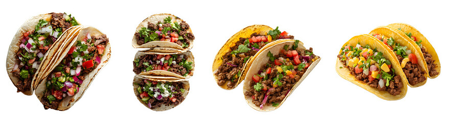 taco isolated on a transparent PNG background, white background , cut out, clipping path, Generative Ai
