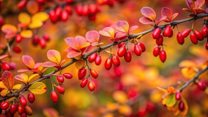 Obraz premium Abstract close-up image showing out of focus barberry leaves in autumn colors