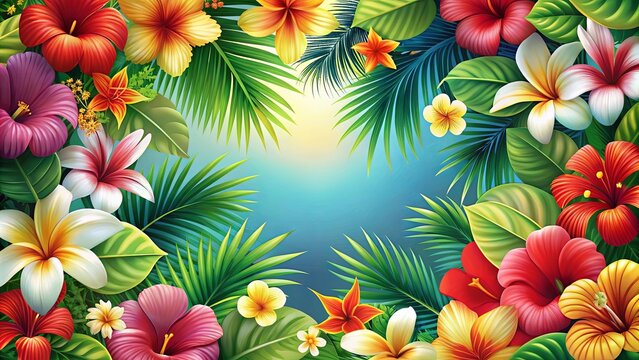 backgrounds for personalized luau invitations, posters, and flyers featuring tropical flowers, Hawaii, paradise, and vacation themes