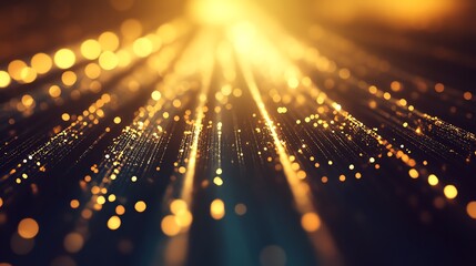 Obraz premium Abstract background with glowing particles and bokeh lights.