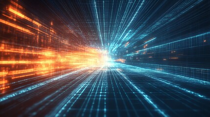 Abstract digital background with glowing lines.