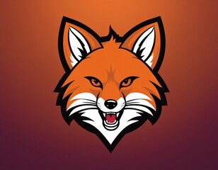 Obraz premium Fox Logo design, Fox sport logo , Fox head illustration, Mascot Brave Fox Logo design any kind of graphic work, E-sport game logo icon. Ai generated image.