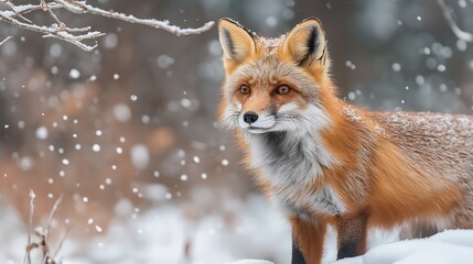 Obraz premium Red Fox in Winter Wonderland