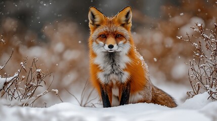 Obraz premium Red Fox in Winter Wonderland