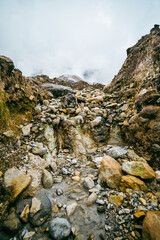 rock or stone with hell hot springs located at active volcano mountain.