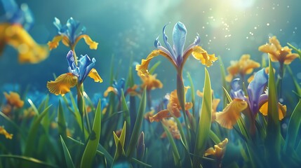 closeup Blue iris flower isolated.