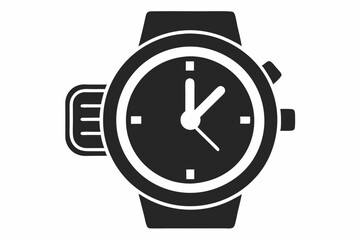 Hand watch silhouette vector, classic hand wrist watch icon	

