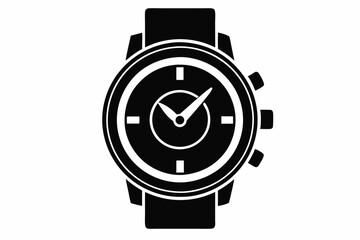Hand watch silhouette vector, classic hand wrist watch icon	
