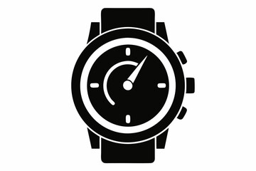 Hand watch silhouette vector, classic hand wrist watch icon	
