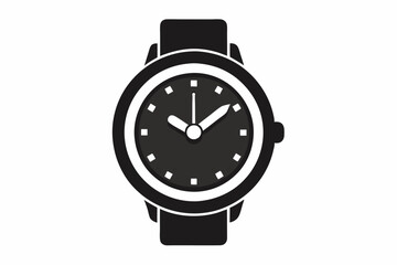 Hand watch silhouette vector, classic hand wrist watch icon	
