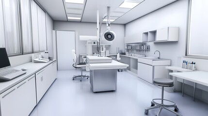 Modern Medical Lab with Advanced Equipment, Scientists Conducting Research and Analysis. Professional Laboratory Setting for Medical Studies, Diagnostic Testing, and Health Science Innovations