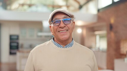 Happy, outdoor and mature man with glasses, smile and relax with benefit in old age and laughing. Retirement, senior person and joy for pension fund, morning and peace with eyewear and weekend