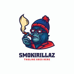 Vector Logo Illustration Smokirillaz Mascot Cartoon Style