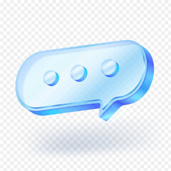 Speech live chat 3D icon. Blank application icon glass panel or acrylic with reflection isolated on white background. 3D vector illustration.