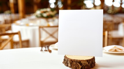 Blank Table Number Card on Rustic Wood Stand