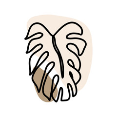 Tropical Monstera Plant Outline Illustration