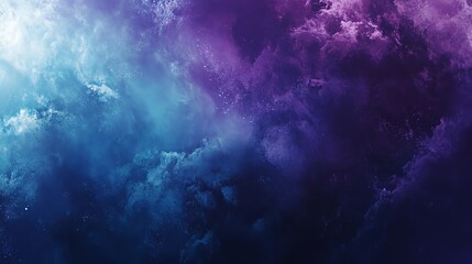 Abstract background with blue and purple nebula clouds.