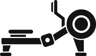 Obraz premium This simple, bold icon represents a rowing machine, perfect for conveying concepts of fitness and exercise