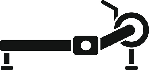 Simple black icon of a stationary exercise bike, perfect for representing cardio workouts and fitness concepts