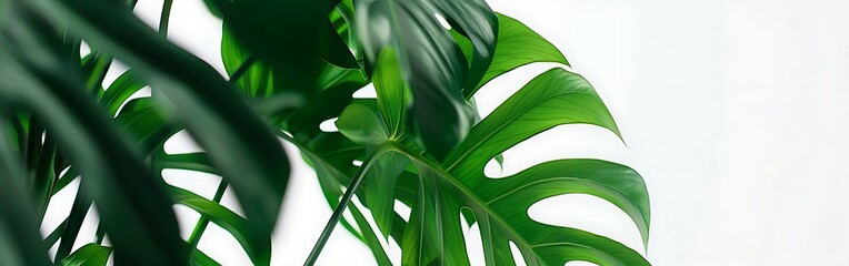 Obraz premium closeup large green monster leaves.