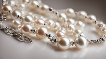 pearl necklace on white background