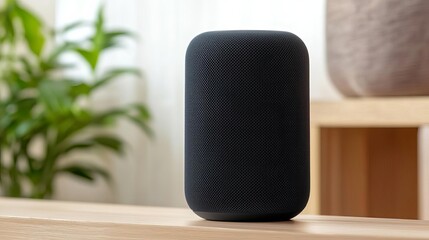 Couple looking at three different colors of smart home speaker.