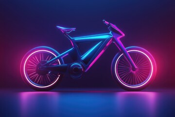 Fototapeta premium A futuristic neon bicycle illuminated in vibrant colors, showcasing modern design and technology.