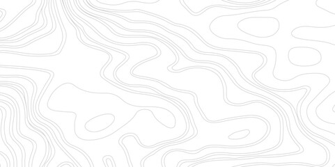 The concept of a conditional geography scheme and the terrain path. Ultra wide, Black on white contours vector topography stylized height of the lines.
