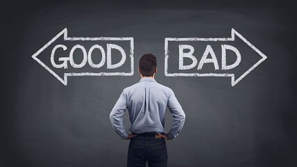 Good or bad choice concept, business ethics