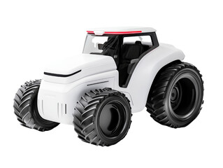 Stylish white toy tractor with oversized wheels on a black background