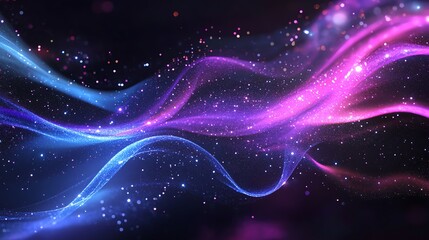 Fototapeta premium Abstract, glowing, colorful, wave, with glitter and bokeh.