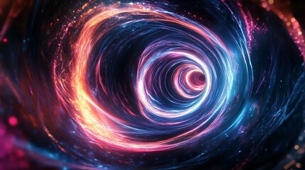 Obraz premium Abstract colorful swirling lights create a visual vortex leading to a black hole.