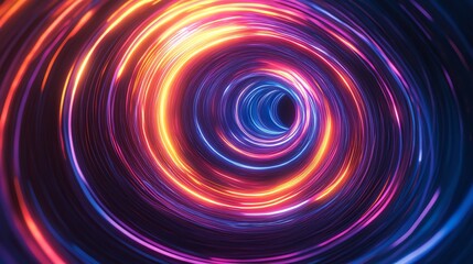 Abstract swirling neon lights create a mesmerizing vortex effect.