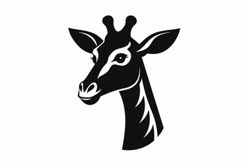 A Giraffe head creative logo Icon, silhouette black color vector artwork illustration