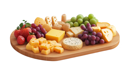Cheese and Fruit Platter on Wooden Board