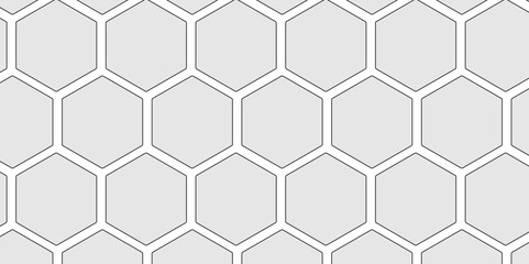 Hexagons pattern in 3D perspective abstract background. Black honeycomb on a white background. Isometric geometry. 3D illustration