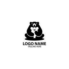 bear hugging bear cub logo design vector