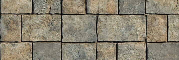 Fototapeta premium Realistic Top View of Paving Stone Texture. Detailed Surface with Varied Stone Colors and Patterns for Architectural and Design Use.