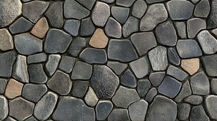 Realistic Top View of Paving Stone Texture. Detailed Surface with Varied Stone Colors and Patterns for Architectural and Design Use.