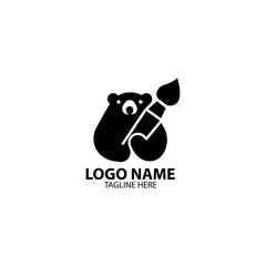 bear hugging brush logo design vector