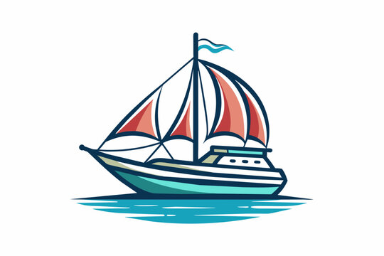 recommend clip art: A stylized line drawing of a sailing-boat vector art illustration