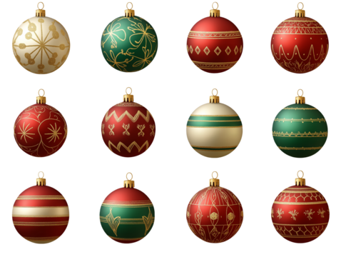 Red and gold christmas tree decoration baubles