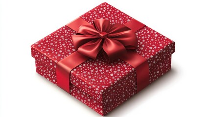 Fototapeta premium Christmas present with a bow, gift box, realistic vector art, isolated on white background