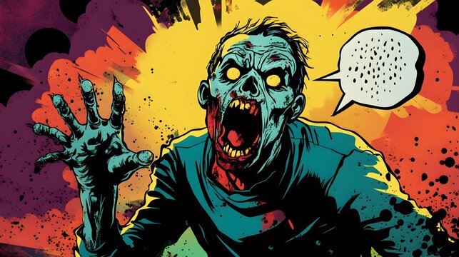 Zombie Monster Illustration with Speech Bubble