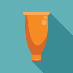 Menstrual cup with long shadow on turquoise background, modern and minimalist flat design illustration