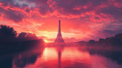 Eiffel Tower at Sunset, Paris